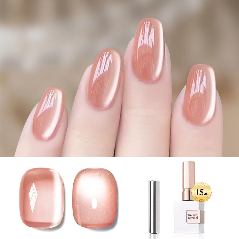 Double Rhythm 0.5 OZ Cat Eye Gel Polish with Magnet 15ML Holographic Glitter Shimmer Translucent Jelly Color Magnetic Polish Salon DIY at Home (MC1056) - Image 1