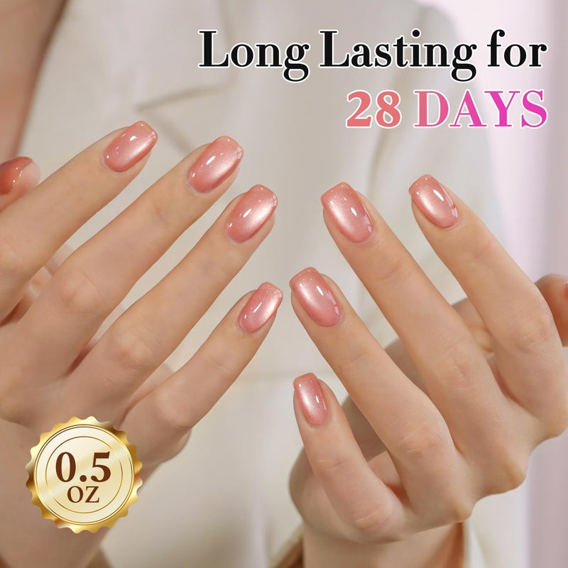 Double Rhythm 0.5 OZ Cat Eye Gel Polish with Magnet 15ML Holographic Glitter Shimmer Translucent Jelly Color Magnetic Polish Salon DIY at Home (MC1056) - Image 3