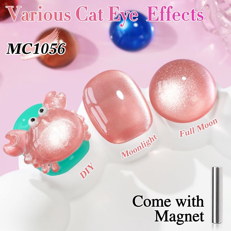 Double Rhythm 0.5 OZ Cat Eye Gel Polish with Magnet 15ML Holographic Glitter Shimmer Translucent Jelly Color Magnetic Polish Salon DIY at Home (MC1056) - Image 2