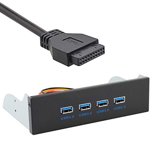 JSER USB 3.0 HUB 4 Ports HUB Front Panel to Motherboard 20Pin 19Pin Header Connector Cable Compatible for 5.25" CD-ROM Bay - Image 1