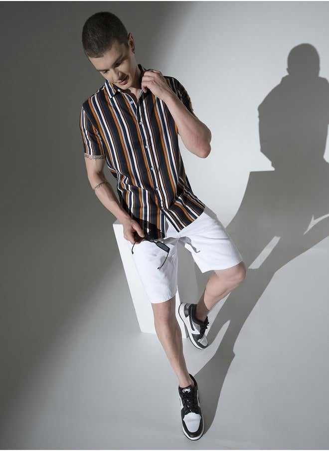 Hubberholme Multicolor Striped Shirt for Men, Oversized Casual Style  - Image 3