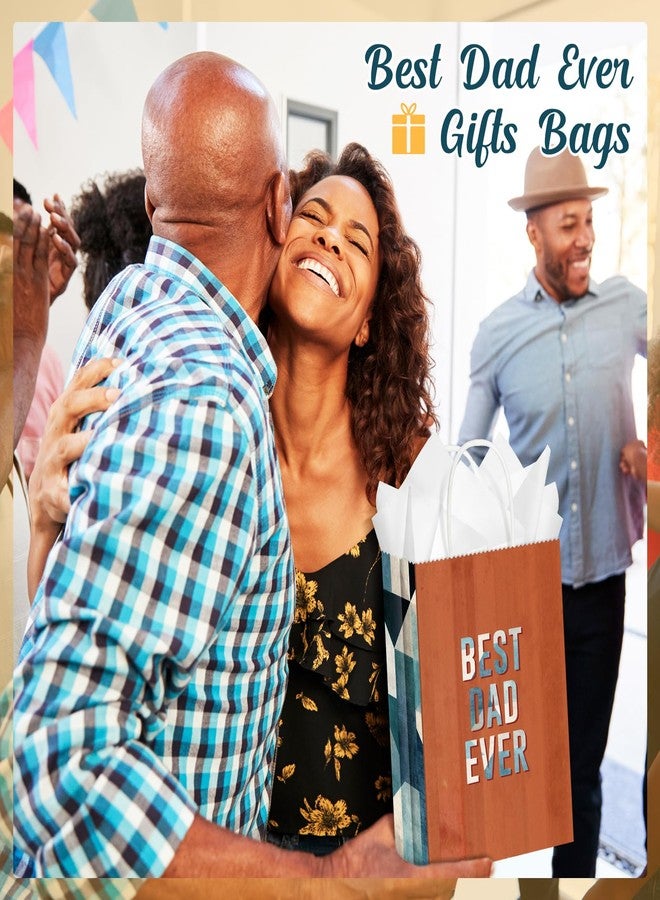 Thenshop أكياس هدايا عيد الأب من Thenshop، 24 قطعة، مع ورق مناديل، أكياس ورقية لعيد الأب، تغليف هدايا للأب بمقبض، مناسبة للرجال، الأب، الجد، زوج الأم، ديكور حفلات أعياد الميلاد، هدايا تذكارية (بنمط ألوان مائية) - Image 5