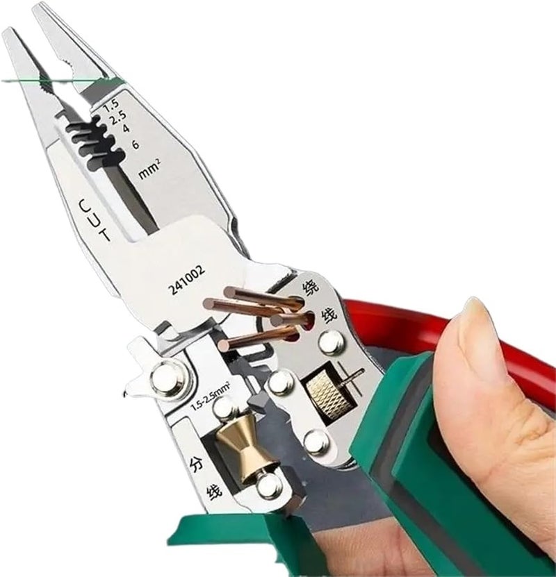 241002 Color 10 In 1 Wire Cutter Cable Stripper Plier Voltage Tester With Electricity Measurement - Image 3