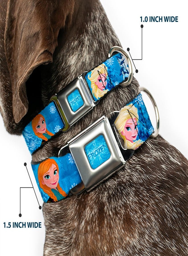 Buckle Down Buckle-Down Seatbelt Buckle Dog Collar - Frozen Character Poses Blues - 1" Wide - Fits 15-26" Neck - Large - Image 2