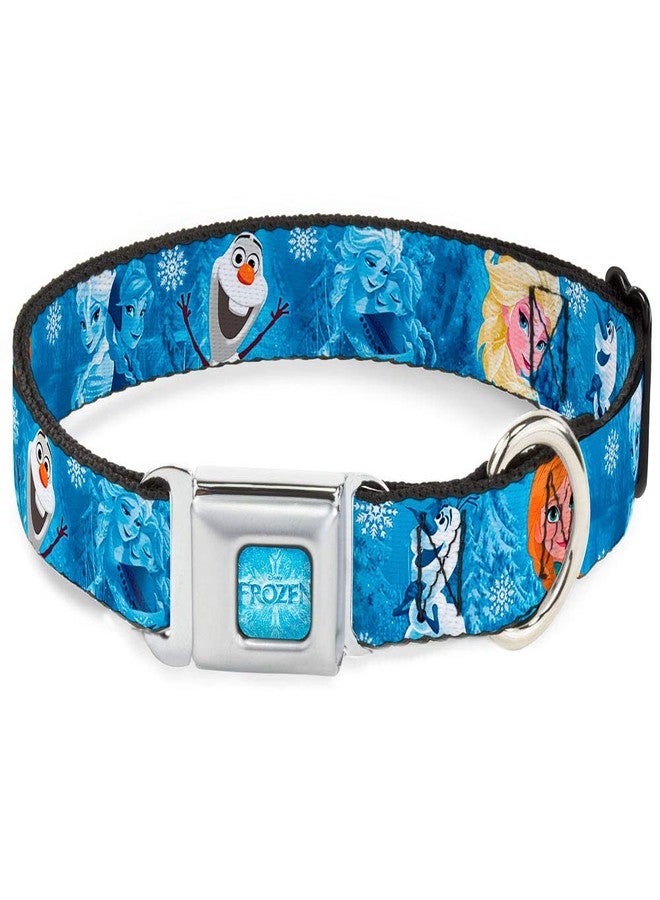 Buckle Down Buckle-Down Seatbelt Buckle Dog Collar - Frozen Character Poses Blues - 1" Wide - Fits 15-26" Neck - Large - Image 1