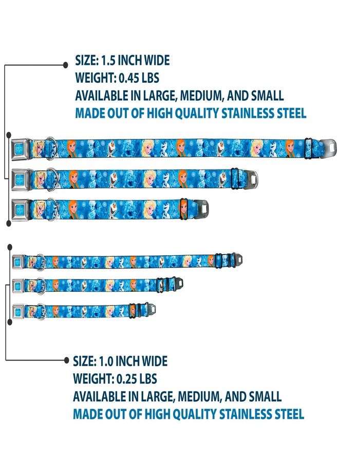 Buckle Down Buckle-Down Seatbelt Buckle Dog Collar - Frozen Character Poses Blues - 1" Wide - Fits 15-26" Neck - Large - Image 3