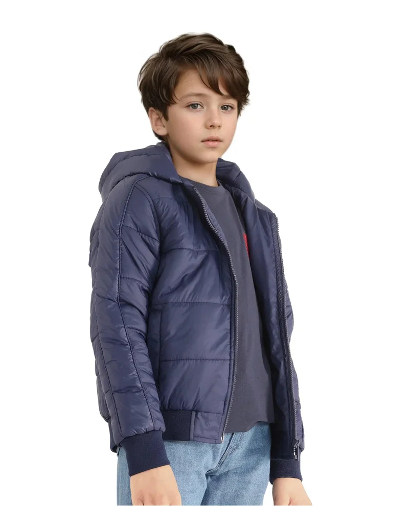 Rare Ones Rare Ones Kids Frant Dark Blue Nylon Full Sleeve Solid Jacket
