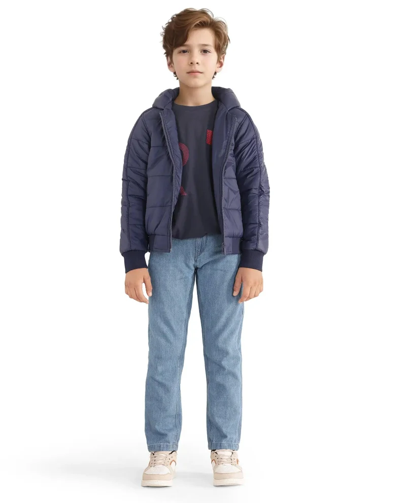 رير ونز Rare Ones Kids Frant Dark Blue Nylon Full Sleeve Solid Jacket