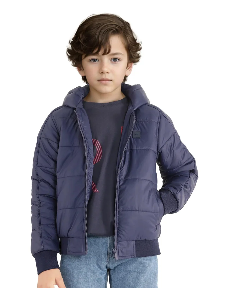 رير ونز Rare Ones Kids Frant Dark Blue Nylon Full Sleeve Solid Jacket
