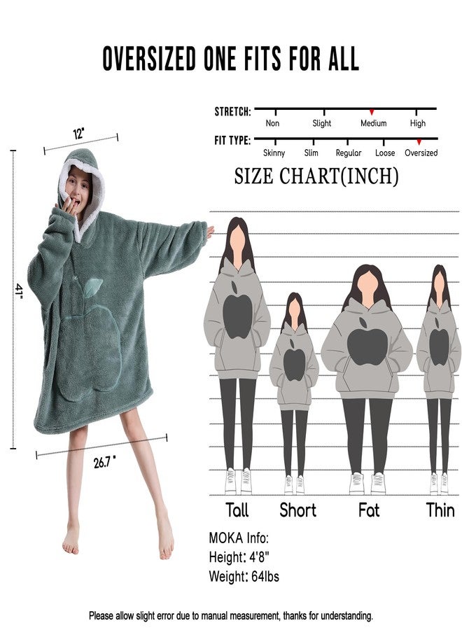 GoodtoU Wearable Blanket Hoodie for Kids, Oversized Hooded Blanket Fluffy Plush Blanket Sweatshirt Warm Cozy Boys and Girls Gifts - Dark Green - Image 4