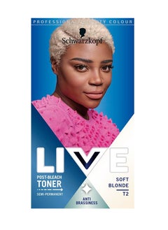 شوارزكوف تونر الشعر LIVE Post Bleach تونر شبه دائم بلون أشقر ناعم للشعر الأشقر البارد يعمل على تحييد اللون النحاسي والدرجات الصفراء حتى 16 غسلة  - Image 1
