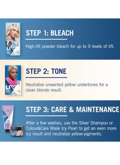 شوارزكوف تونر الشعر LIVE Post Bleach تونر شبه دائم بلون أشقر ناعم للشعر الأشقر البارد يعمل على تحييد اللون النحاسي والدرجات الصفراء حتى 16 غسلة  - Image 3