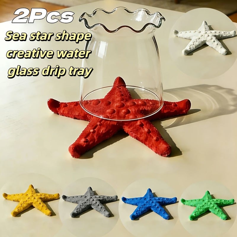 2 Pcs HJUEY Starfish Cup Drying Rack Grey And Coffee Color Marine Themed Plastic Drain Rack With Hollow Out Base Suitable For All Cups Quick Dry Countertop Holder Space Saving Drainage System For Wet Areas - Image 1
