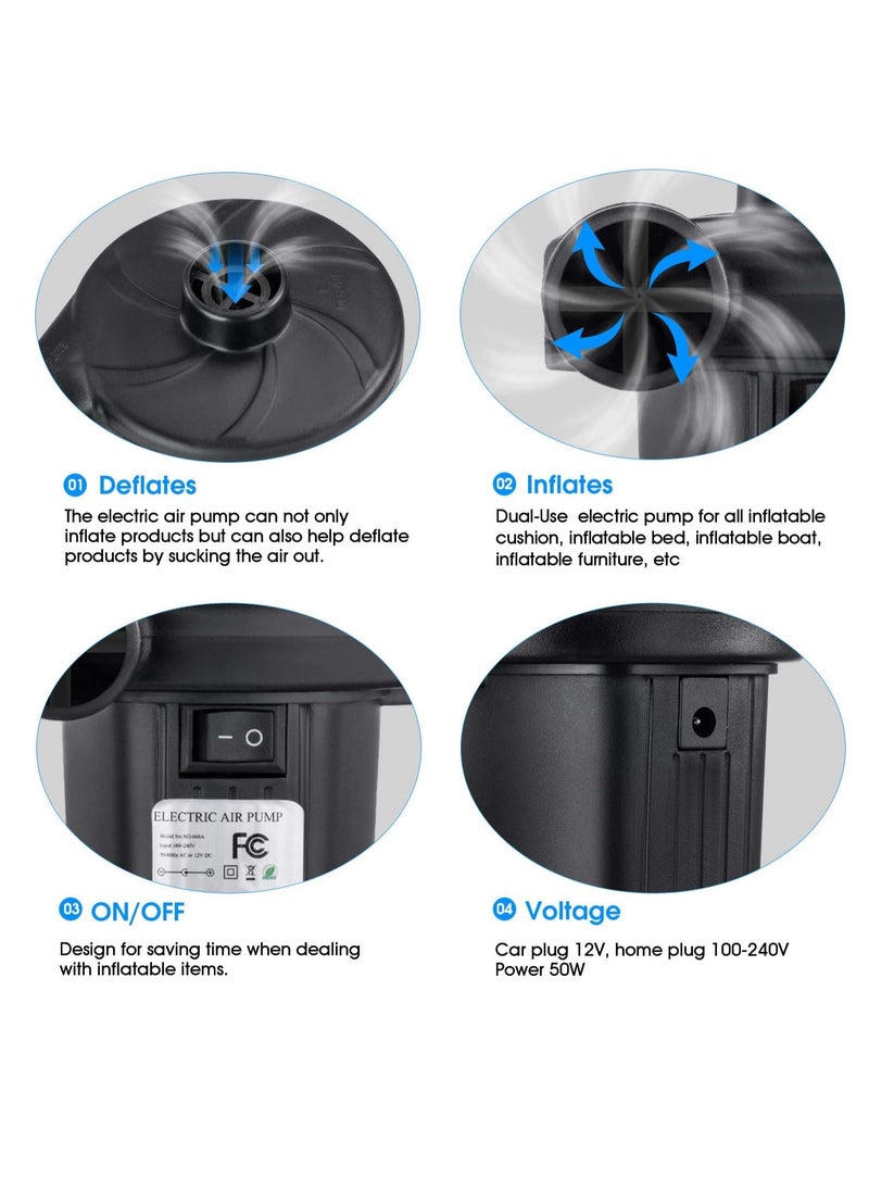 Techshare Air Pump for Air Mattress, Air Mattress Pump for Inflatables, Quick Fill Inflator Deflator Air Pump Perfect for Outdoor Camping Inflatable Boat Blow Up Pool Water Toy Car Air Bed  - Image 3