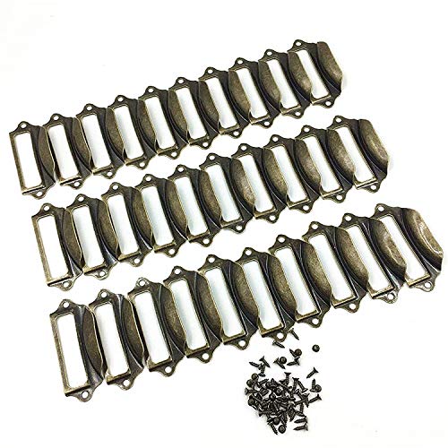 DD-life Office Library File Drawer Tag Frame Label Holder Pull Handle 30Pcs (Brass) - Image 3