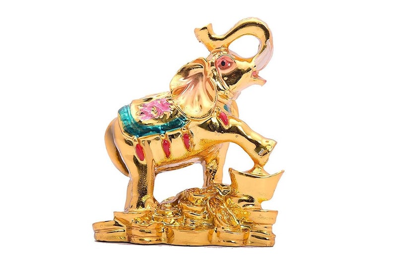 RCW Fengshui Standing Elephant Figurine for Money and Good Luck Happiness and Money Wealth Sitting Idol for Home Decorative Showpiece Pooja Ghar Office Home Temple - Image 1