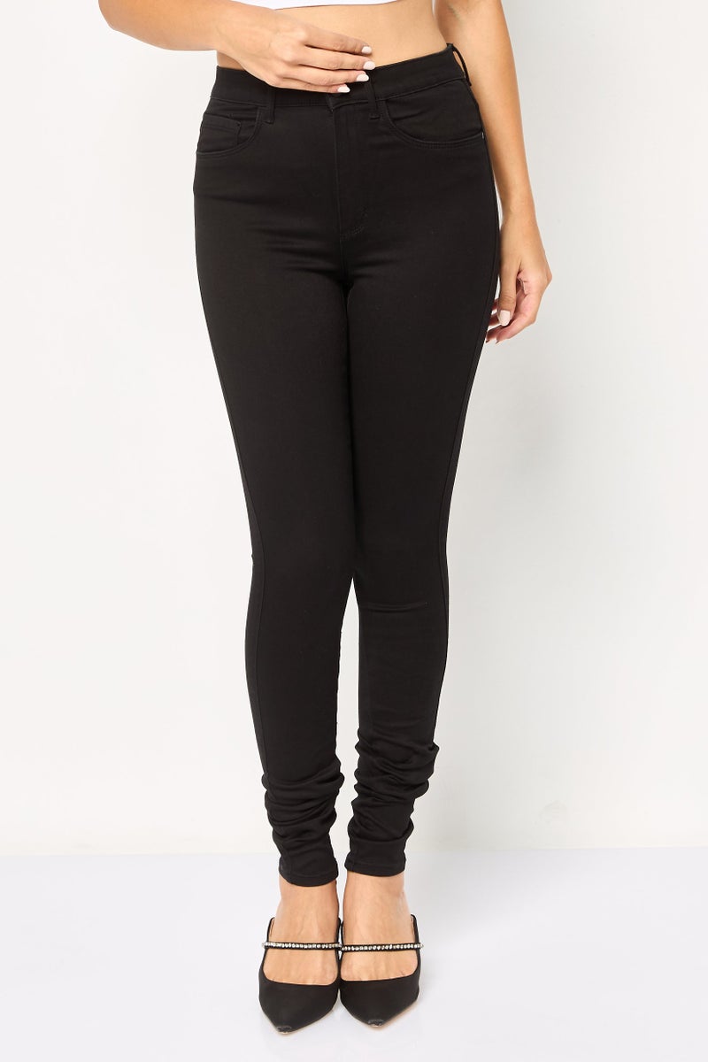 JDY Women Regular Fit Washed Stretchable Jeans, Black - Image 1