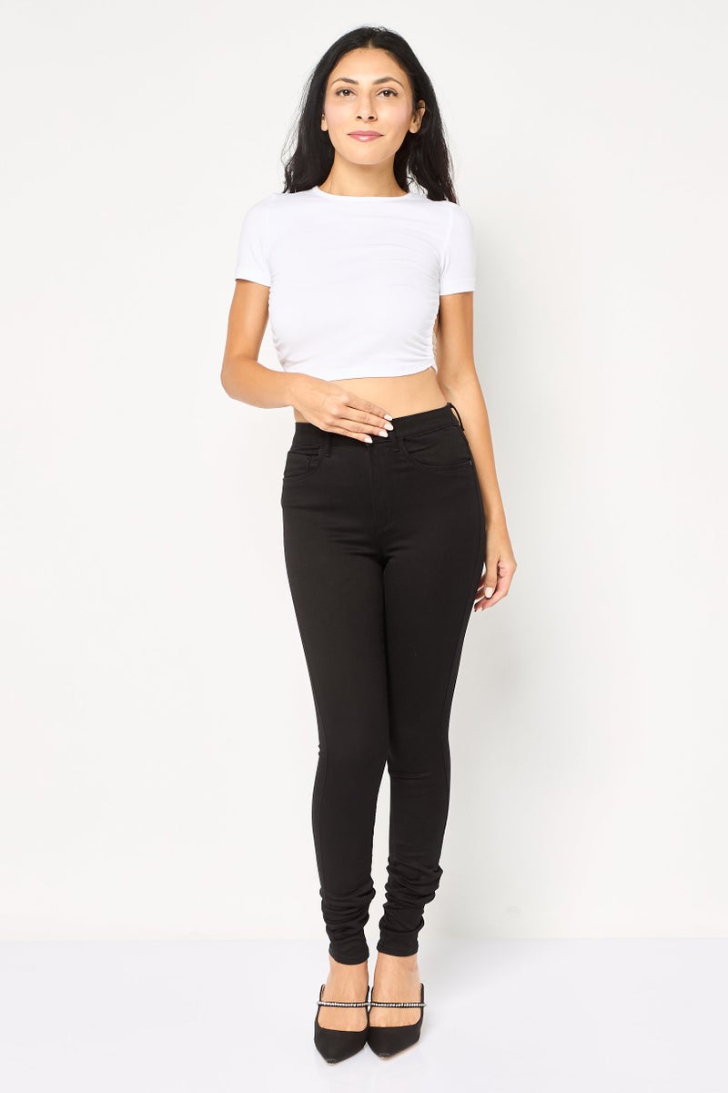 JDY Women Regular Fit Washed Stretchable Jeans, Black - Image 2