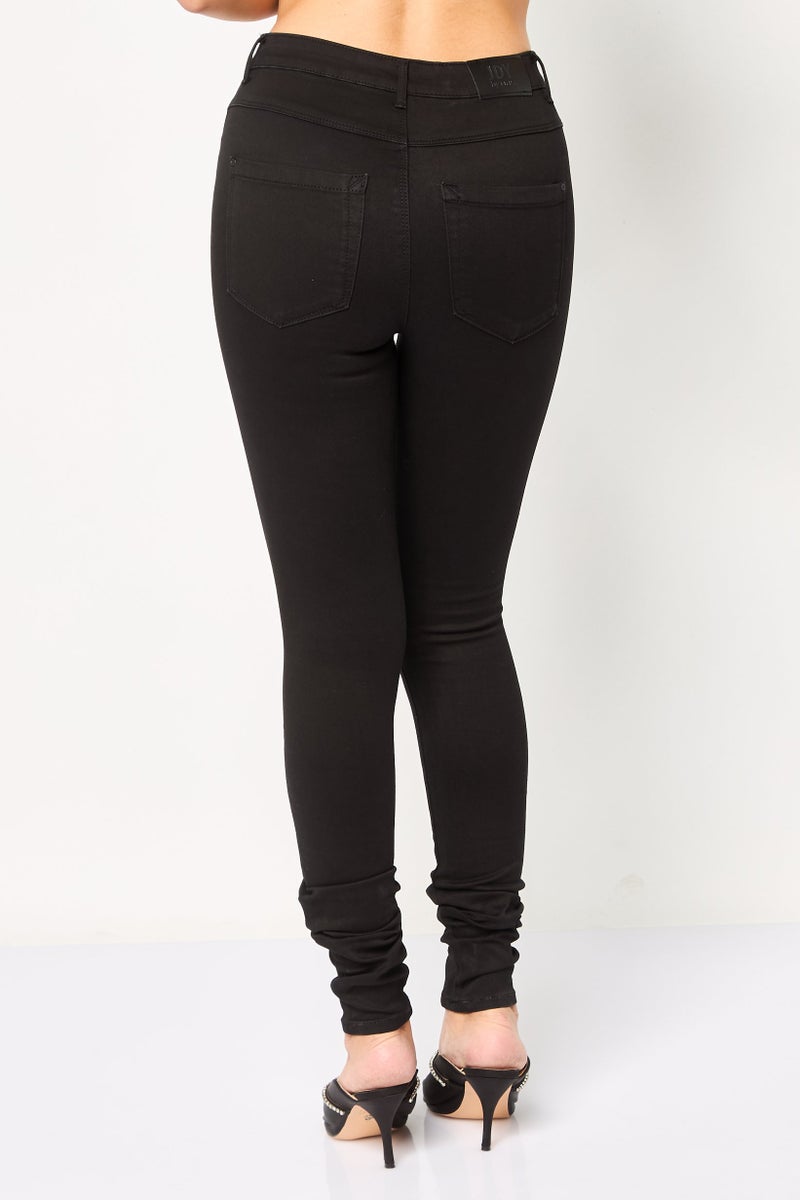 JDY Women Regular Fit Washed Stretchable Jeans, Black - Image 4