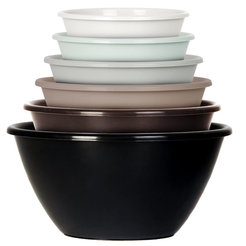 Youngever 6 Pack Large Plastic Mixing and Serving Bowls Plastic Nesting Bowls Set  120OZ 80OZ 50OZ 32OZ 22OZ 12OZ Urban Colors