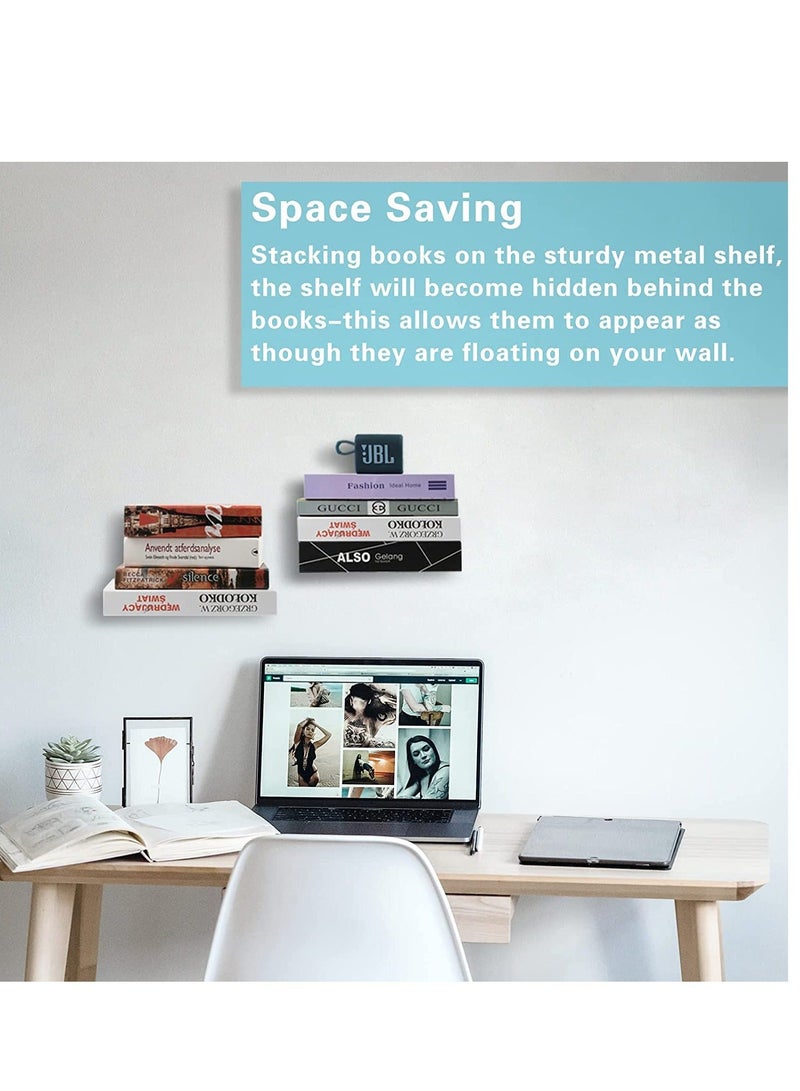 Y&D SYOSI Invisible Floating Bookshelves Heavy-Duty Book Organizers Wall Mounted Bookshelf Iron Storage Shelves Hidden for Bedroom Living Room Office 2 Pieces - Image 4