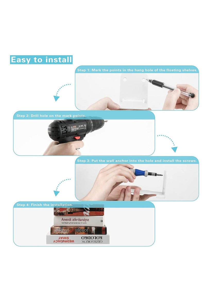 Y&D SYOSI Invisible Floating Bookshelves Heavy-Duty Book Organizers Wall Mounted Bookshelf Iron Storage Shelves Hidden for Bedroom Living Room Office 2 Pieces - Image 5