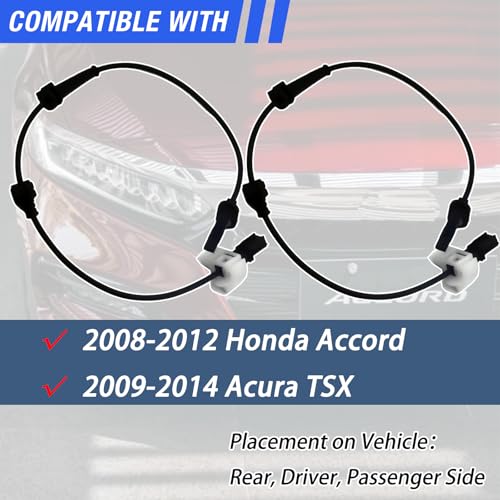HHGKPVX ABS Wheel Speed Sensor Rear Left Right Compatible with 2008-2012 Honda Accord 2009-2014 Acura TSX Driver Passenger Side ABS Sensors 57470-TA0-A02 57470-TA0-A03 2Pcs - Image 2