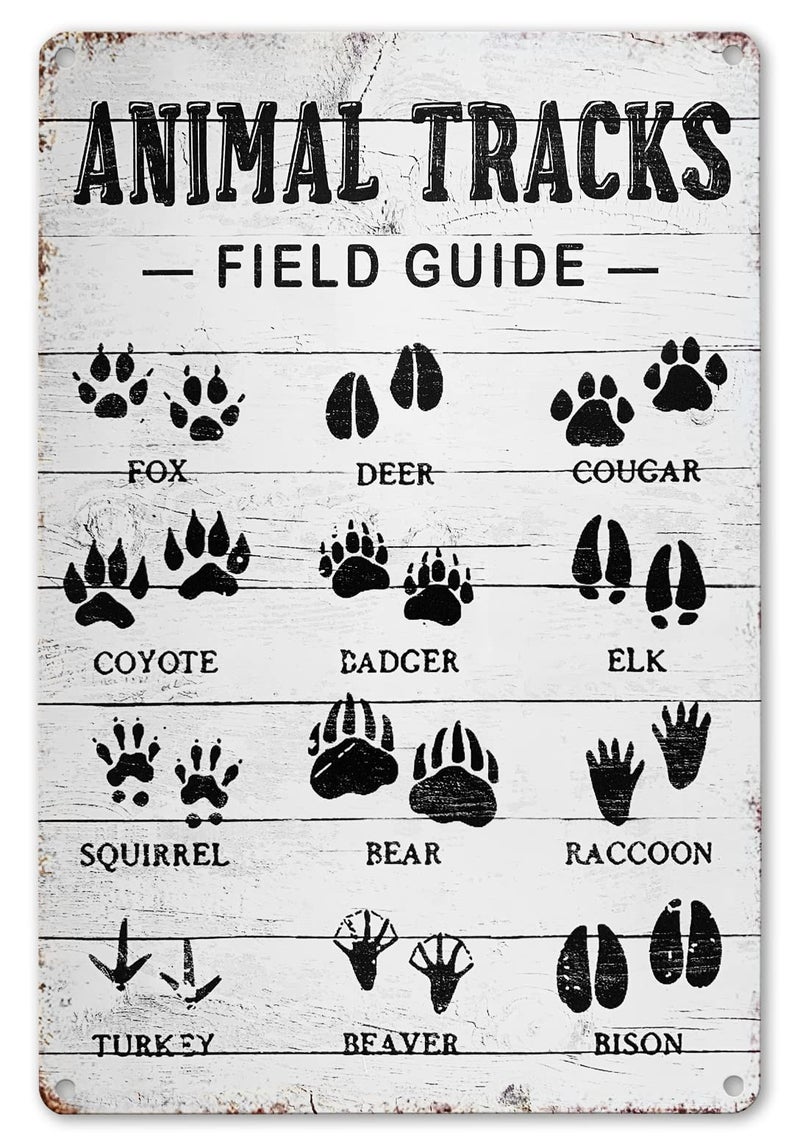 CrazySign Animal Tracks Field Guide Sign Log Cabin Wall Decor, Forest Hunting Decor, Boy Nursery Decor 8 x 12 Inch (211) - Image 1