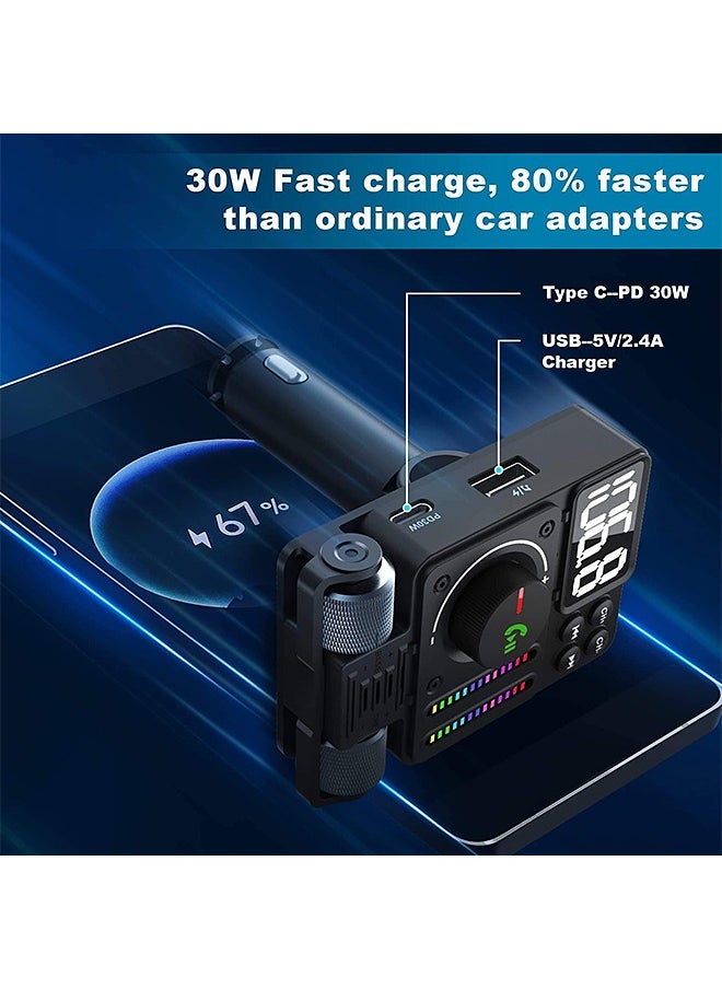 Mi VAZA - Car Bluetooth Adapter - Car Fast Charger - MP3 Music Player - Built-in Colored Lights - Wireless Radio Adapter- FM Transmitter - Car Kit - Car Accessories - Support USB Disk - Image 1
