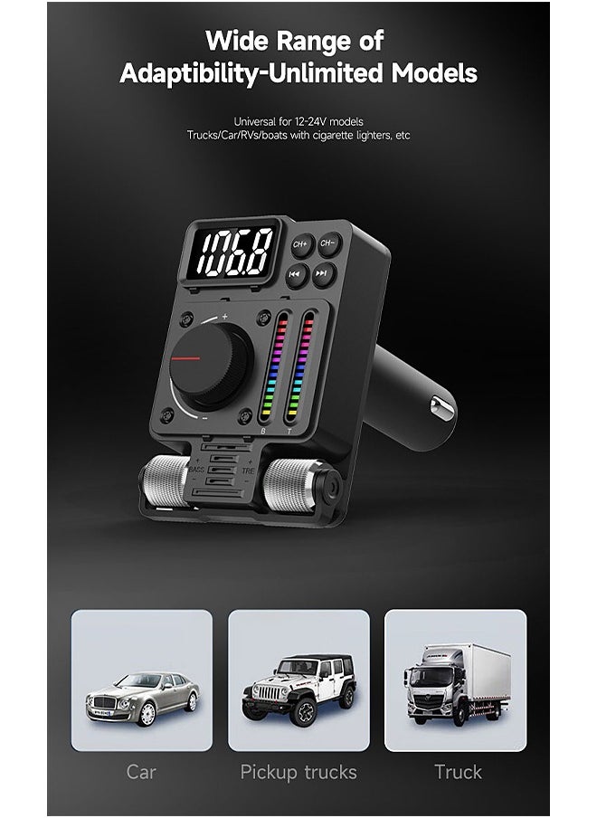 Mi VAZA - Car Bluetooth Adapter - Car Fast Charger - MP3 Music Player - Built-in Colored Lights - Wireless Radio Adapter- FM Transmitter - Car Kit - Car Accessories - Support USB Disk - Image 1