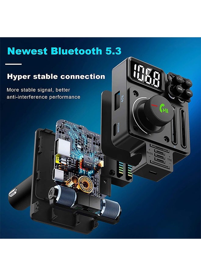 Mi VAZA - Car Bluetooth Adapter - Car Fast Charger - MP3 Music Player - Built-in Colored Lights - Wireless Radio Adapter- FM Transmitter - Car Kit - Car Accessories - Support USB Disk - Image 1