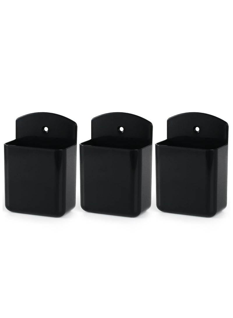 حامل جهاز التحكم عن بعد المثبت على الحائط، حامل جهاز التحكم في التلفزيون 3 قطع، حامل جهاز التحكم عن بعد ذاتي اللصق، ملحقات تخزين حامل أقلام الحائط، للمكتب المنزلي والمدرسة (أسود) - Image 1