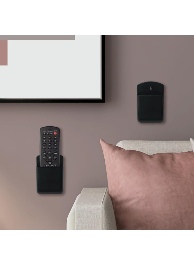 حامل جهاز التحكم عن بعد المثبت على الحائط، حامل جهاز التحكم في التلفزيون 3 قطع، حامل جهاز التحكم عن بعد ذاتي اللصق، ملحقات تخزين حامل أقلام الحائط، للمكتب المنزلي والمدرسة (أسود) - Image 2