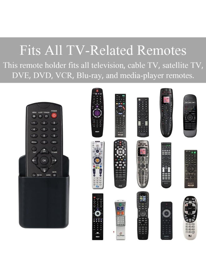 حامل جهاز التحكم عن بعد المثبت على الحائط، حامل جهاز التحكم في التلفزيون 3 قطع، حامل جهاز التحكم عن بعد ذاتي اللصق، ملحقات تخزين حامل أقلام الحائط، للمكتب المنزلي والمدرسة (أسود) - Image 3