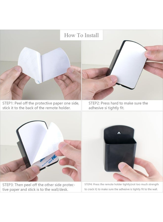 حامل جهاز التحكم عن بعد المثبت على الحائط، حامل جهاز التحكم في التلفزيون 3 قطع، حامل جهاز التحكم عن بعد ذاتي اللصق، ملحقات تخزين حامل أقلام الحائط، للمكتب المنزلي والمدرسة (أسود) - Image 4