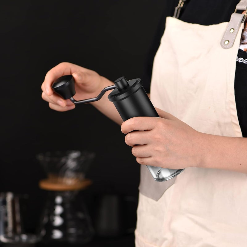 LePRESSO Handheld Burr Grinder, 35g Glass Container, High-Grade 420 Stainless Steel, Perfect Grip, Grinder with Crank for Travel, Camping, Office, Espresso - Black - Image 3