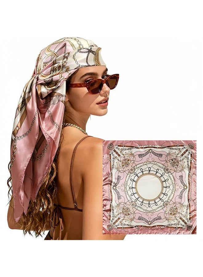 Large Square Head Scarf Bandana - 35.4" Satin Hair Scarf for Women Like Silk Scarf Fashion Hair - Image 1