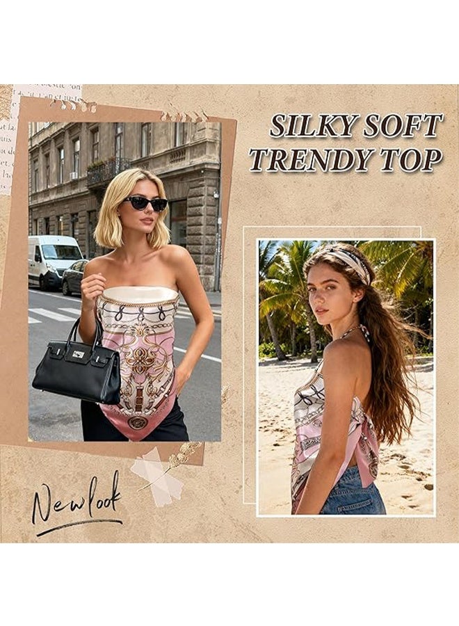 Large Square Head Scarf Bandana - 35.4" Satin Hair Scarf for Women Like Silk Scarf Fashion Hair - Image 5