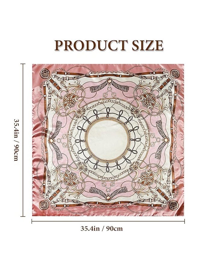Large Square Head Scarf Bandana - 35.4" Satin Hair Scarf for Women Like Silk Scarf Fashion Hair - Image 2