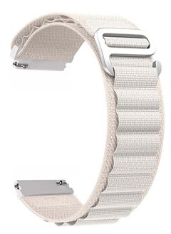 20mm Stretch Nylon Metal Alpine Loop Woven Strap For Samsung Galaxy Watch 4/5/5 Pro With Titanium G Hook  White