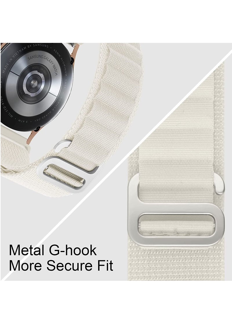 Generic - 20mm Stretch Nylon Metal Alpine Loop Woven Strap For Samsung Galaxy Watch 4/5/5 Pro With Titanium G Hook  White - Image 1