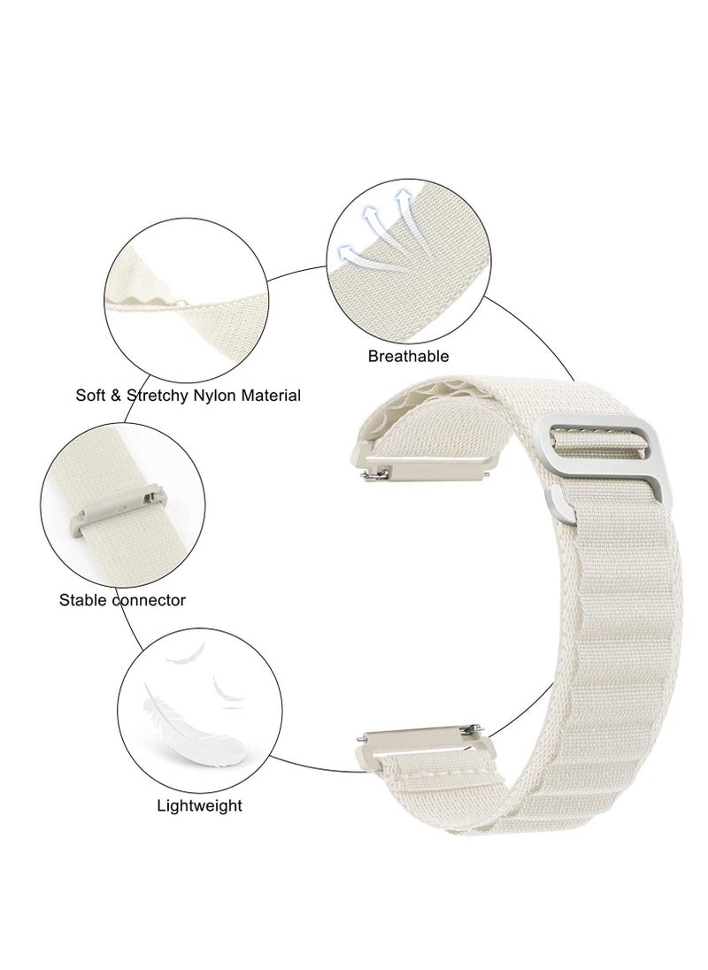 Generic - 20mm Stretch Nylon Metal Alpine Loop Woven Strap For Samsung Galaxy Watch 4/5/5 Pro With Titanium G Hook  White - Image 1