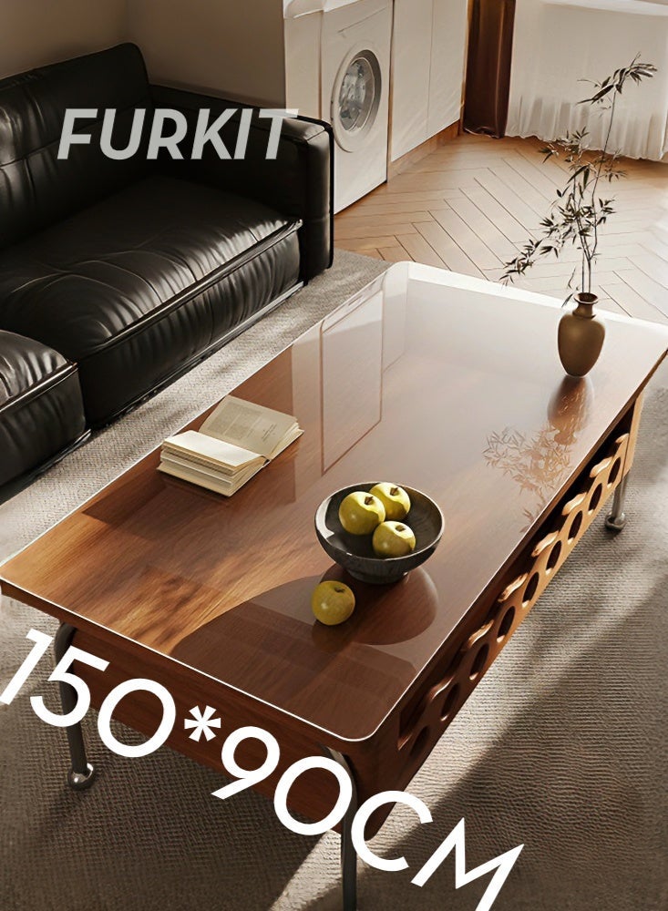 FURKIT حامي طاوله شفاف حمايه طاوله واقي طاولة مفرش طاولة من PVC شفاف ضد الماء - حامي طاولة 1.5 مم غير قابل للانزلاق (غطاء بلاستيكي - حصيرة مكتب) لطاولات غرفة الطعام والمكتب 150*90cm/59*35.5in - Image 3