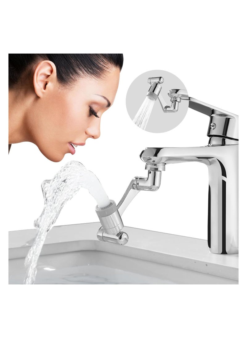 1080 DEGREE Swivel Faucet Extender Universal Sink Water Aerator 2 Mode Splash Filter Extension, Silver  - Image 1