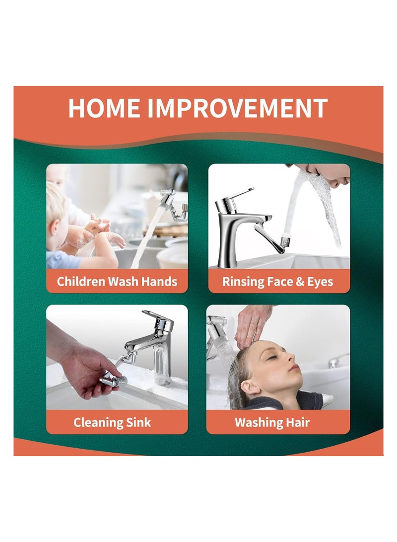 1080 DEGREE Swivel Faucet Extender Universal Sink Water Aerator 2 Mode Splash Filter Extension, Silver  - Image 3