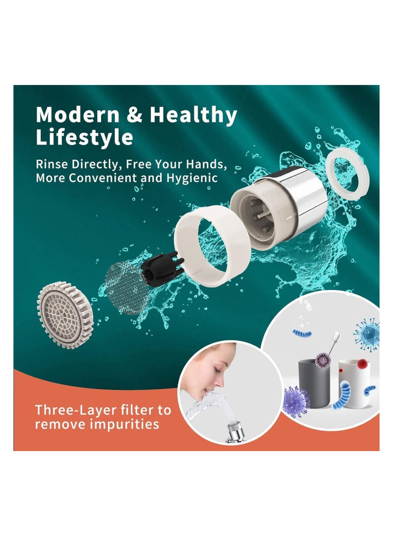 1080 DEGREE Swivel Faucet Extender Universal Sink Water Aerator 2 Mode Splash Filter Extension, Silver  - Image 5