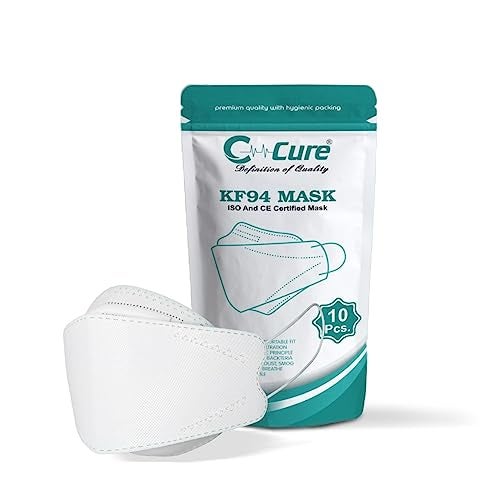 C-Cure KF94 Face Mask Fish Shape For Men & Women | Korean Face Mask With 4 Layer Protection | ISO And CE Certified |Anti Pollution Nose Mask (Pack Of 40) White - Image 1