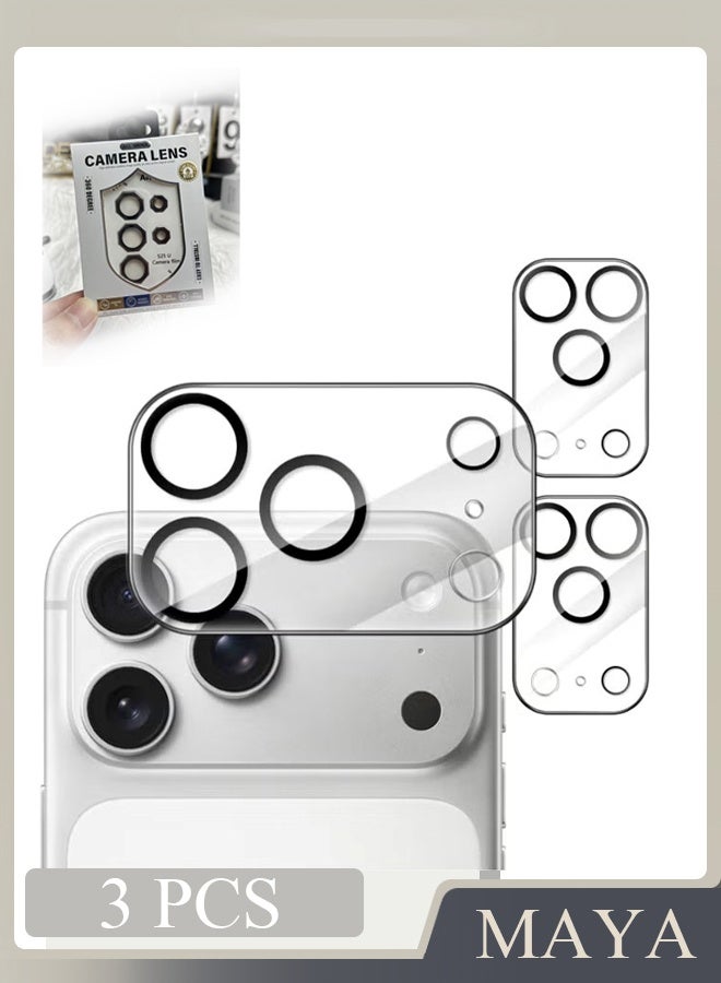 3Pcs Camera Lens Protector for iPhone 17 Pro 6.3-Inch, 9H Tempered Glass, Anti-Scratch, Case Friendly, Does Not Affect Night Shots, HD Clear, (Clear) - Image 1