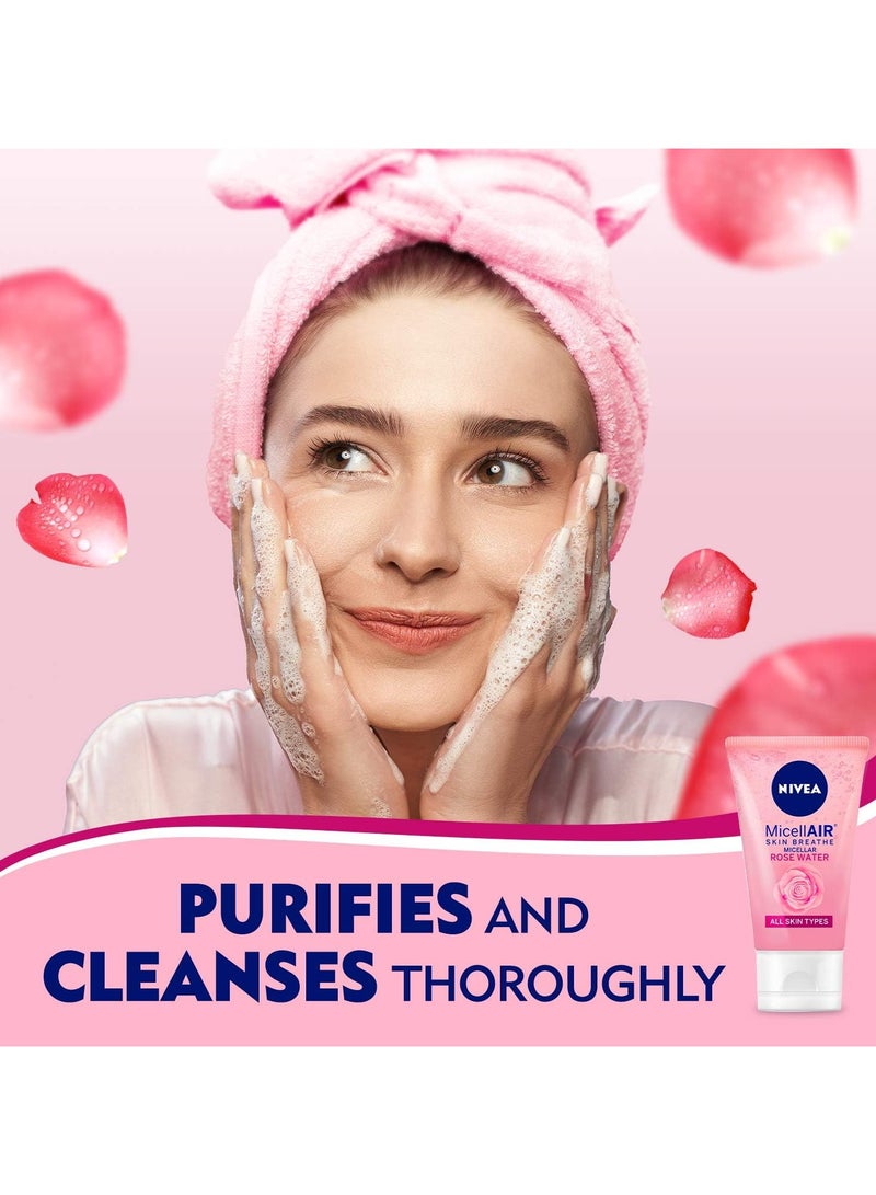 Nivea Face Wash Micellar Rose Care with Organic Rose All Skin Types 150ml Pack of 2 - Image 2
