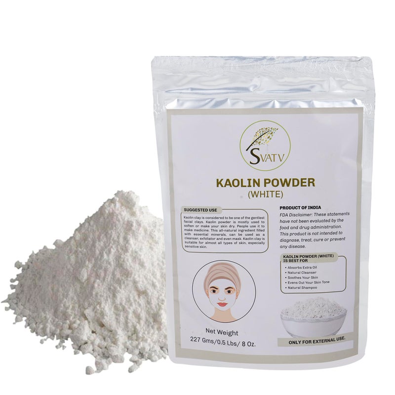 SVATV Kaolin White Clay Natural For Face Mask Bath Bomb Clay, Diy Spa Mud Mask For Soap Making 227g, Half Pound - Image 3